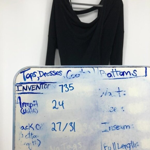 NWT Cherish black waffle knit draped open back long sleeve top  Small - Picture 13 of 14